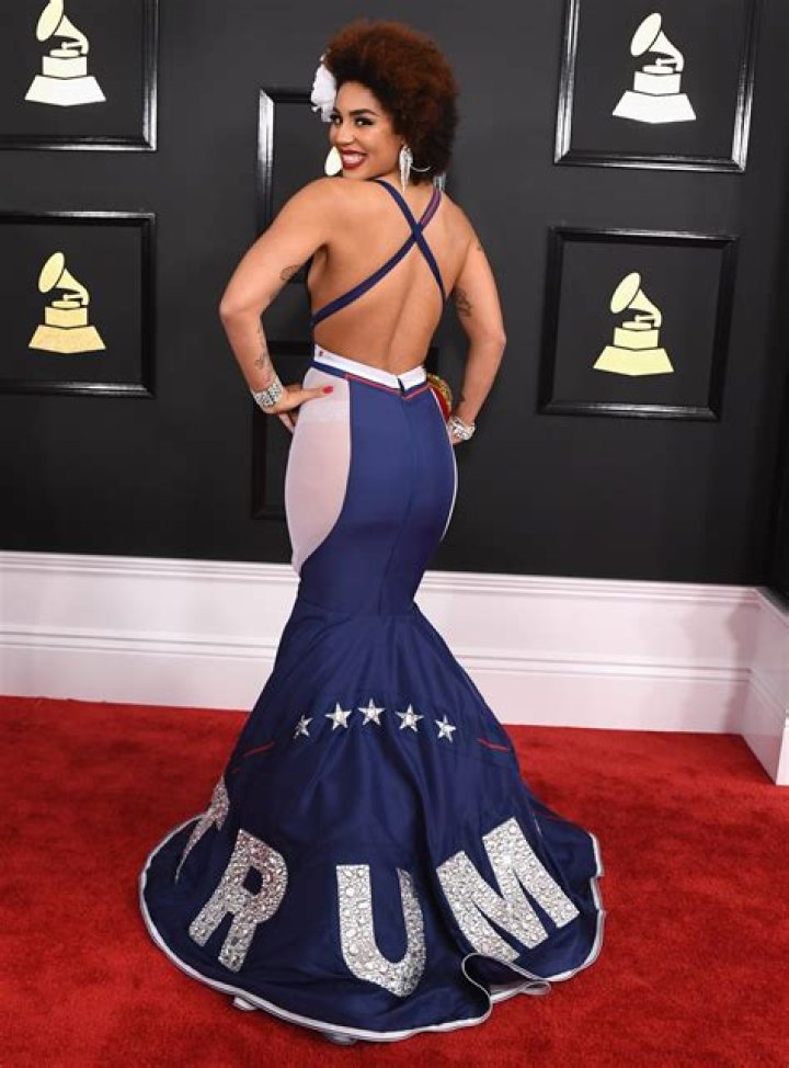 Grammys 2017: Singer Joy Villa Wears Donald Trump Gown on the Red Carpet