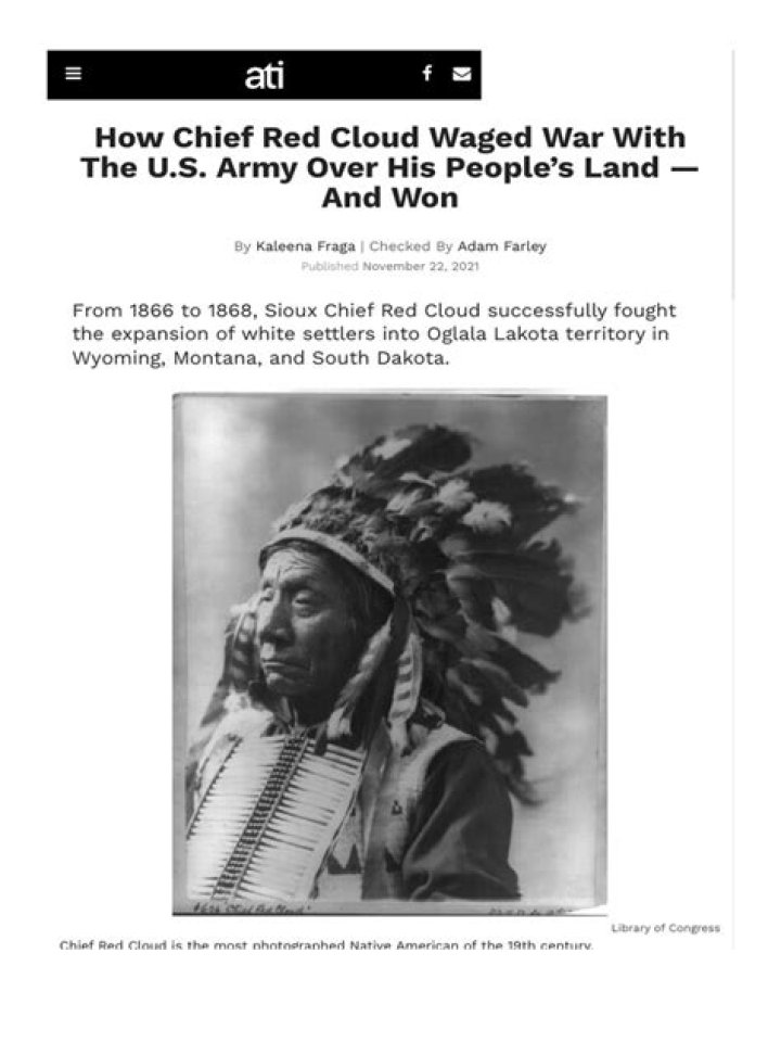 Red Cloud, The Lakota Chief Who Took On The U.S. Army And Won